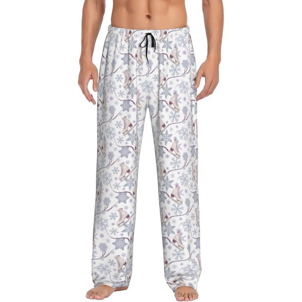 Fotbe Elegant ice skates snowflakes Pantalones de Pijama para Hombre, Pantalones de Dormir, Pantalones de Casa con Cintura Ajustable y Bolsillos-XX-Large