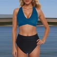 thumbnail image 2 of Afdoent Bikini Sets For Women High Waisted Push Up Two Piece Swimsuits Vintage Retro Ruched Print Bikini Set Beach Swimwear, 2 of 7
