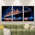 thumbnail image 2 of 3pcs/set, Canvas painting--Unframed, Titanic at night, Posters and prints, living room, library, office, cafe, bar, abstract art, perfect birthday, holiday gift, Valentine's Day, Easter egg, 2 of 4