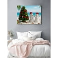 thumbnail image 3 of Christmas Snowman Canvas Print Wall Art Abstract Xmas Tree Snowman Shells on Beach Blue Sky Ocean Pictures Painting Morden Artwork for Living Room Bedroom, Ready to Hang - 12"x16", 3 of 6