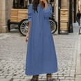 thumbnail image 2 of SZXZYGS Robes d'Été pour Femmes pour Vacances à l'Île pour Femme Grande Taille Style Unisexe à la Mode Manches Longues Col Rabattu devant Ouvert Robe Maxi en Denim 2024, 2 of 5