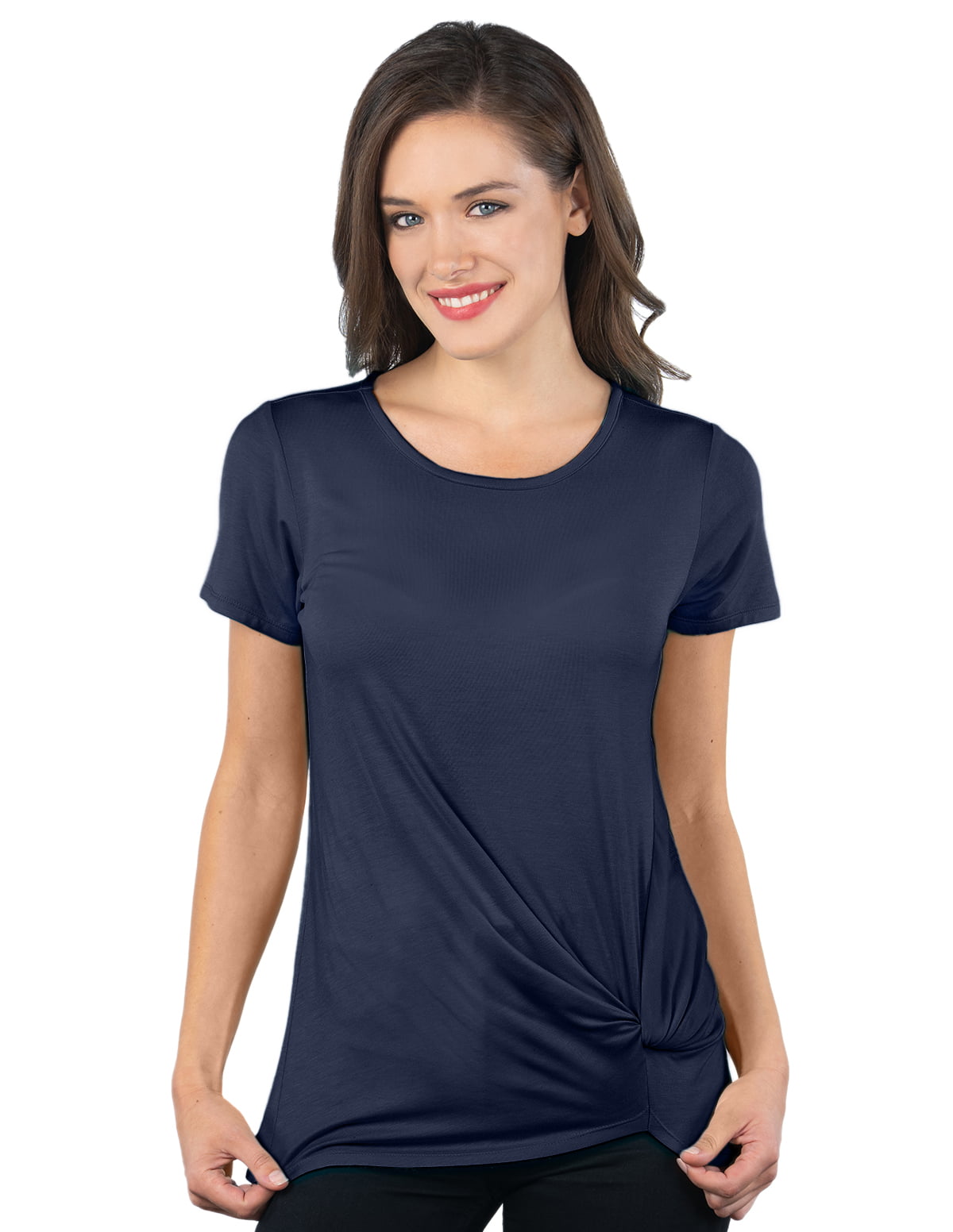 Lilac-Bloom Aria LB004 Womens Front Knot Top - Navy - Large - Walmart.com