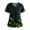 20# Black, variant on Shamrock Print Scrub Top for Women - St. Patrick's Day V-Neck Short Sleeve Medical Work Shirt with Pockets Black S