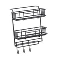 thumbnail image 4 of Estante lateral para nevera, estante de almacenamiento de especias con gancho, estante de puerta de Metal, estantes para condimentos sobre la puerta, 2 capas, 4 of 8