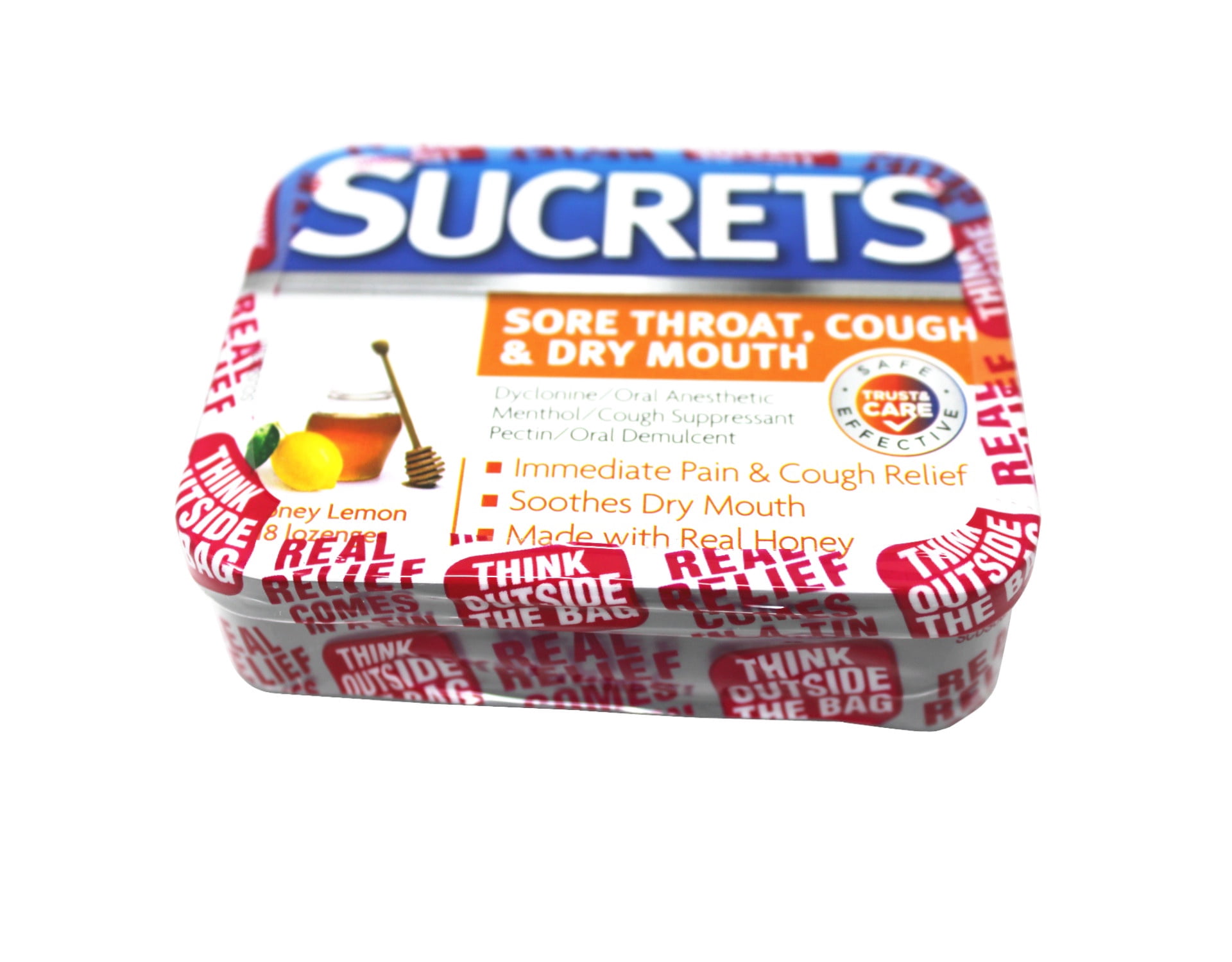 Sucrets Lozenges, Sore Throat, Caught & Dry Mouth, Cough Suppressant, Honey Lemon, 18 Count (Pack of 5)