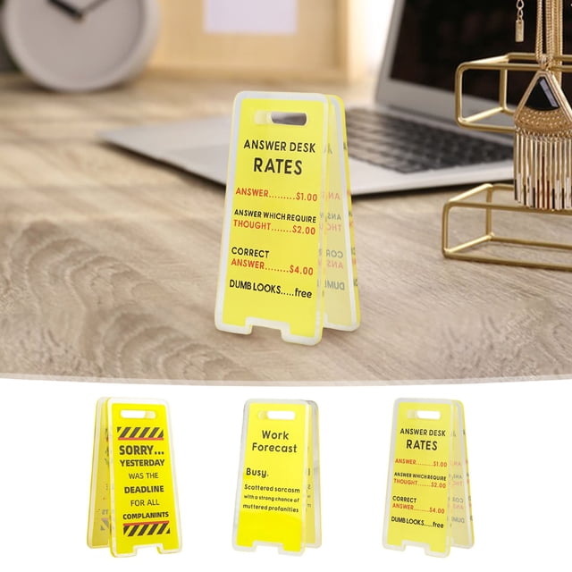 Mini cartel de escritorio Decoración divertida de oficina – Placa de escritorio acrílico Regalo de oficina para compañeros, gerente, supervisor – Placa transparente duradera para escritorio, fácil