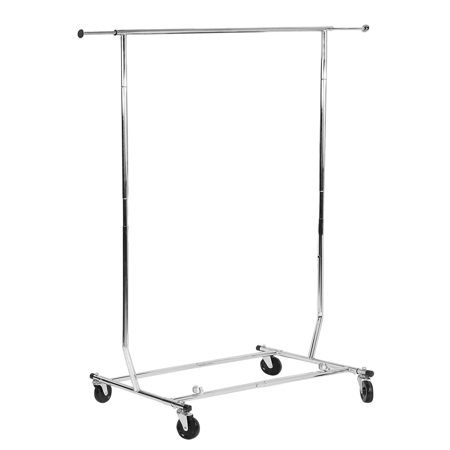 Whitmor Adjustable Rolling Garment Rack - Collapsible - Chrome - 22" x 51" x 71.25" - image 2 of 7