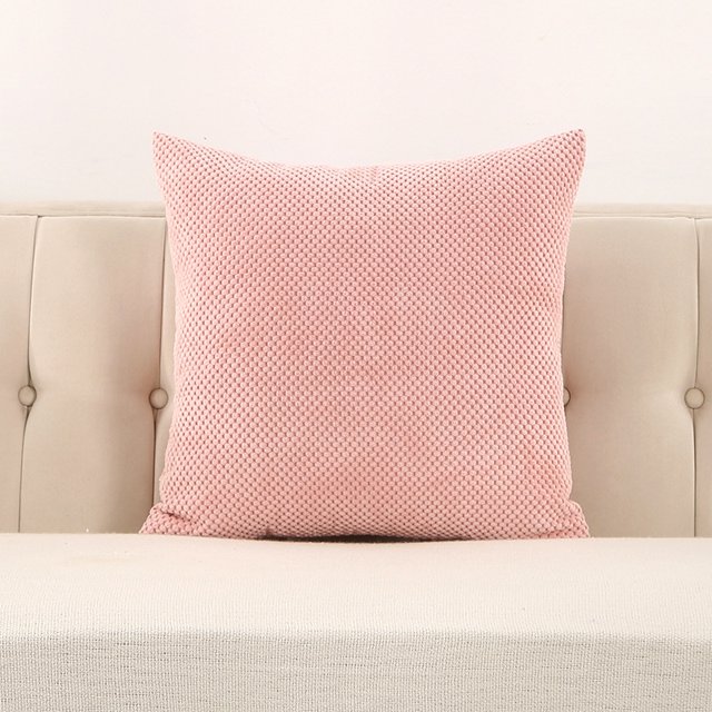 Xiao Hua funda de almohada de color liso con textura de gorro. Clásica y atemporal, funda de almohada sencilla de color puro, que queda genial en cualquier cama. 45 x 45 cm (rosa).