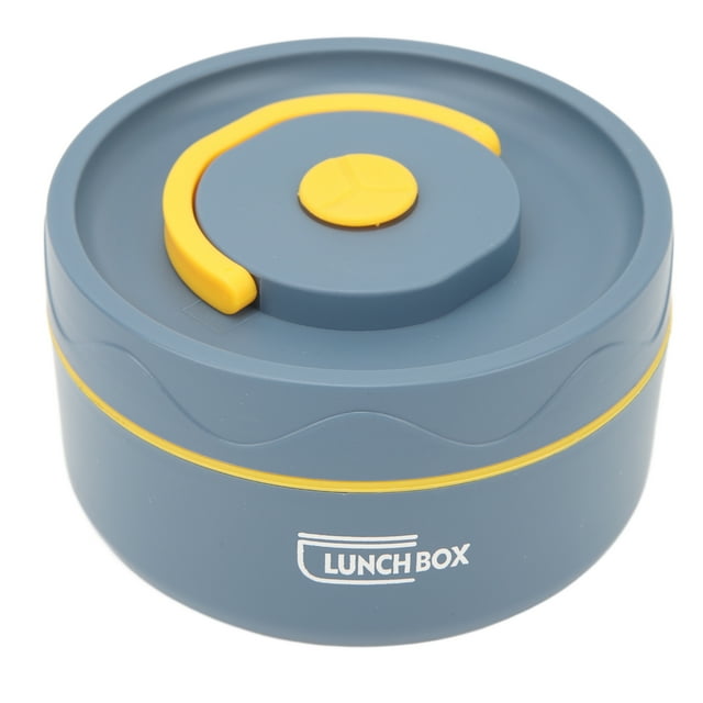 Lunch Container, 420ml Food Warm Lunch Container, Stainless Steel Thermal Thermal Cooking Pot Double Layer Box Round Shape Food Container for Office