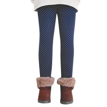 

IEUIBX Smarty Pants Kids Girls Lined Leggings Winter Thick Stretchy Pants Warm Winter Pants Dark Blue 8-9 Years