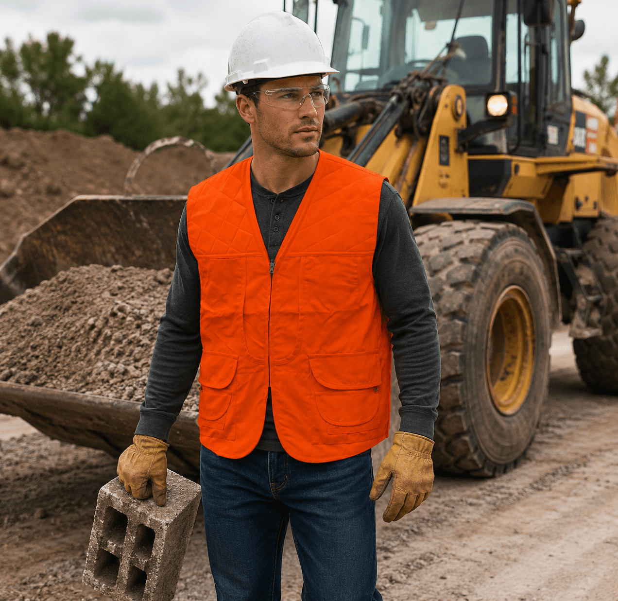 TrailCrest Adult Men's Blaze Orange Front Loader Safety Vest, XL