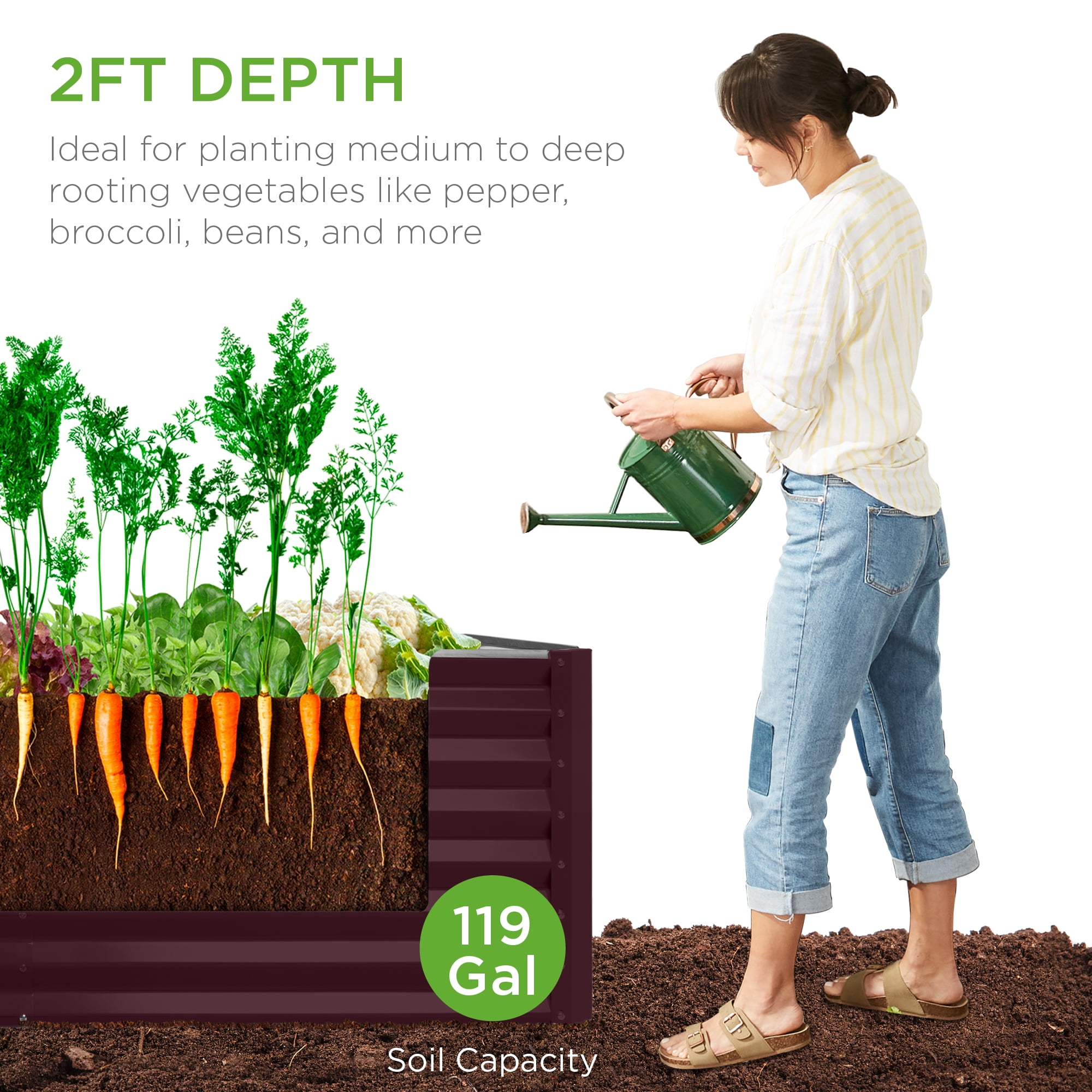 Best Choice Products 4x2x2ft Outdoor Metal Raised Garden Bed for Vegetables Flowers Herbs - Burgundy
