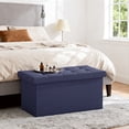 thumbnail image 6 of FDW 30 Inches Folding Storage Ottoman Bench, End of Bed Foot Rest Stools Ottoman Storage Chest, Holds up to 660 lb, for Entryway, Living Room, Bedroom, Blue, 6 of 6