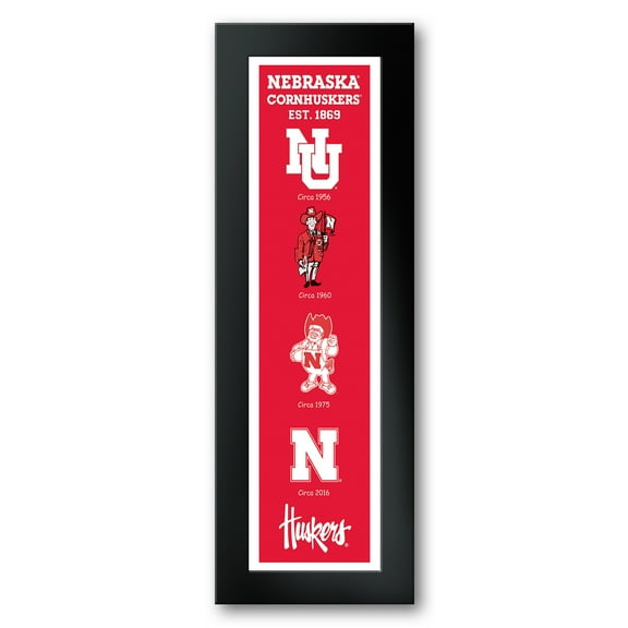Nebraska Huskers Framed 8" x 26" Logo Heritage Art Print