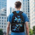 thumbnail image 3 of KUIFORTI Blue Butterfly Print Girls Kids Backpack 17 Inch Durable Polyester School Bag with Side Pockets for Elementary Primary Middle Back to School Gifts for Students, 3 of 7