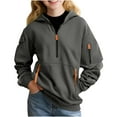 thumbnail image 4 of NAISIBABY Boys Fleece Hoodies with Half-Zipper, Pullover Multi-Pockets Long Sleeve Kids Fashion Hooded Sweatshirt Dark Gray 7T, 4 of 8
