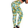 thumbnail image 4 of DISNIMO Lemon Floral Printed Yoga Pants Leggings for Women, Athletic High Waisted Leggings Tummy Control, Soft Workout Yoga Pants for Workout Sport, Blue and Yellow, XL, 4 of 6