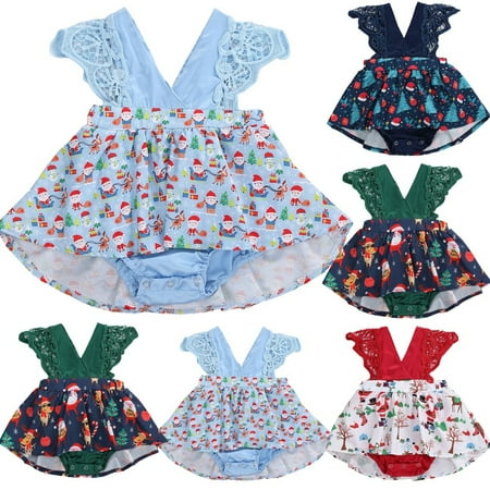 

Newborn Infant Baby Girls Clothes Lace Christmas Romepr Jumpsuit Tutu Dress Skirt Outfit 0-18M