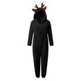 thumbnail image 5 of UACY Fleece Jumpsuit for Girls Fall Winter Zip Up Fuzzy Sherpa Onesie Cute ELK Hooded Plain Furry Warm Soft Outfits ﻿ (Black, 10-11 Years), 5 of 5
