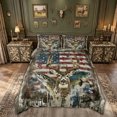 thumbnail image 2 of meiyoeat Watercolor Ink Deer Bass Fish Bedding for Men, Forest Animal US Flag Duvet Cover Full, Beige, Black Reversible, 3pcs, 1 Duvet Cover and 2 Pillowcases, 2 of 6