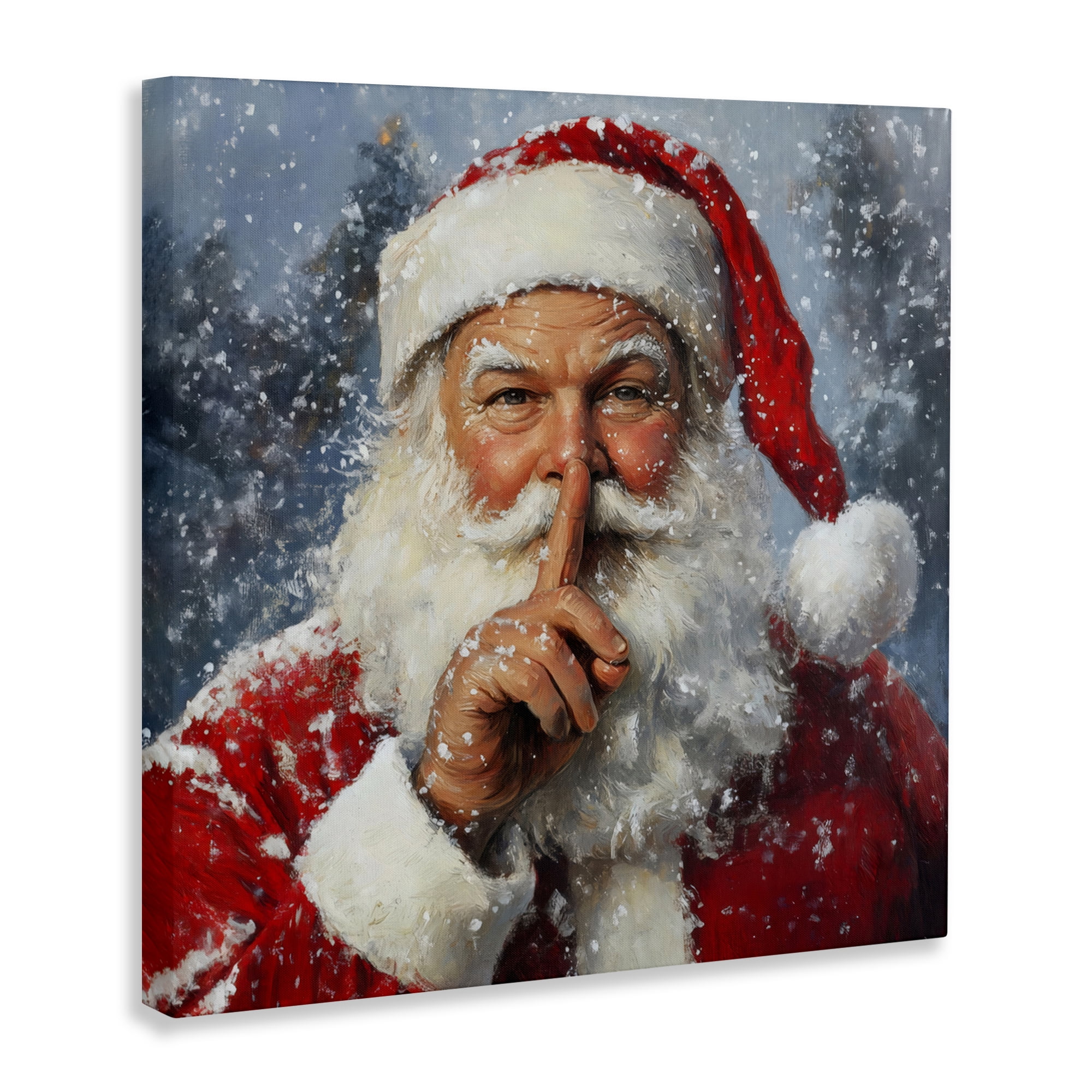 Secret Santa Shh Canvas Wall Art, design by Petal Prints Design