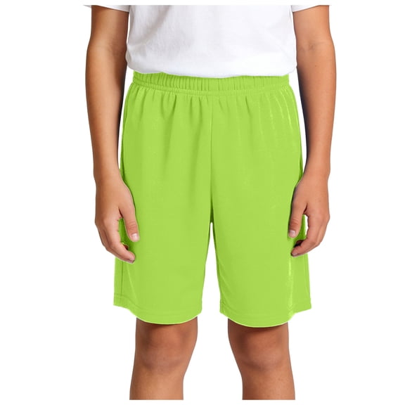 Cathalem Boys Athletic Shorts Youth Quick Dry Soccer Basketball Running Gym Performance Mesh Sports Shorts for Kids Green 13-14 Years
