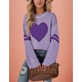 thumbnail image 4 of Sweaters for Women Heart Print Valentines Day Crewneck Striped Knitted Pullover Sweaters Warm Long Sleeve Jumper Tops Alsol Lamesa, 4 of 5