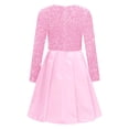 thumbnail image 4 of YiZYiF Girls Long Sleeve Sparkle Princess Wedding Birthday Party Elegant Dress High Waist A Line Dresses Pink 12, 4 of 5
