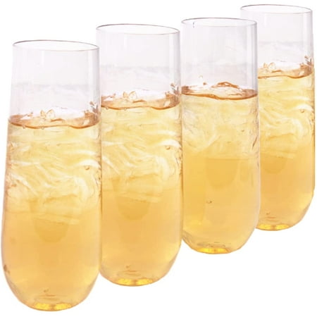 

[6 Pack] EcoQuality 9 oz Stemless Clear Plastic Champagne Glass Unbreakable Elegant and Reusable Champagne Flute Ideal for Celebrating In Style Toasting Glasses for Indoors or Outdoors