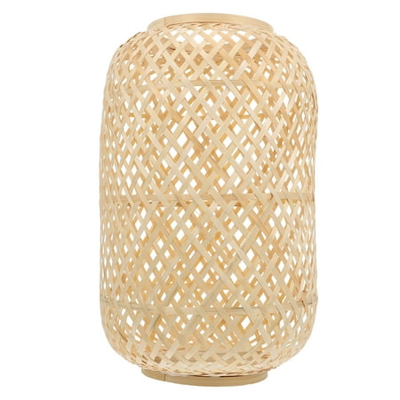 

1Pc Bamboo Woven Lampshade Rustic Ceiling Light Cover Natural Light Shell Khaki