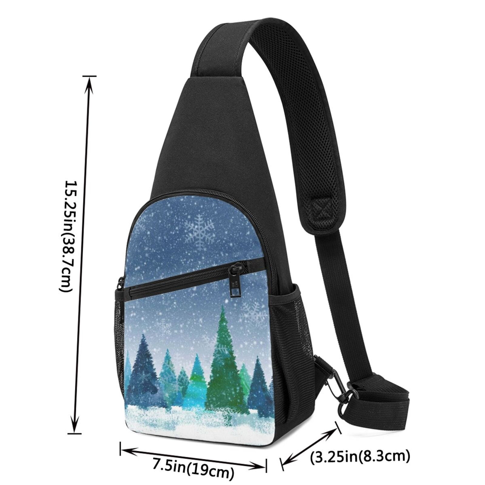 Xecao's Christmas Trees Print Sling Bag: A Versatile Chest, Shoulder, and Crossbody Backpack for Casual Days Out, Perfect for Both Men and Women