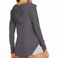 thumbnail image 3 of Womens Hoodies Pullover Oversized Sweatshirt Long Sleeve V-Neck Tops Solid Color Loose Casual Sweater Irregular Hem Shirt (Dark Gray L), 3 of 7