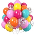thumbnail image 2 of Yanonmyfd 60PC Rainbow Balloons Set, Colorful Balloons, 12 Inch Bright Color Yellow Orange Hot Pink Teal Blue Confetti Balloon Helium for Rainbow Wedding Day Birthday Party decorations,Pink Black Cow, 2 of 30