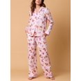 thumbnail image 5 of Conjunto de pijama navideño para mujer, con estampado de pasteles, cerezas y copas de cóctel, camisas de manga larga, tops y pantalones, 2 piezas, ropa de estar por casa, 5 of 5