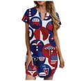 thumbnail image 2 of Perfect Gift! Woman Dress Women's Dress HIMIWAY Women's Fashion Casual Loose Mid Length V-Neck Independence Day Print Short Sleeve Dress Red M, 2 of 5