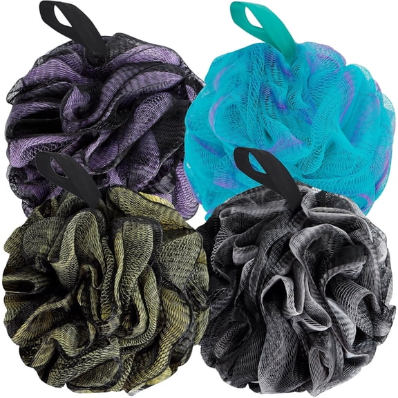 Exfoliating Bath Loofah Shower Sponge Pack of 4 Ideal for Men and Women