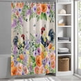 thumbnail image 6 of Pink Orange Flowers Shower Curtain Set, Waterproof Shower Curtains for Bathroom, Spring Floral Rooster Farmhouse Washable Fabric Cloth Bath Curtain for Bathtub Decoration with Hooks 54x78 Inches, 6 of 9