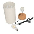 thumbnail image 2 of Touch Control Table Lamp Metal and Cloth USB Charging Three Gear LED Nightstand Lamp with Wood Grain Base for Bedroom Office US Plug 110V Beige, 2 of 5