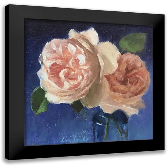 Strube, Ling 20x20 Black Modern Framed Museum Art Print Titled - Pink Roses