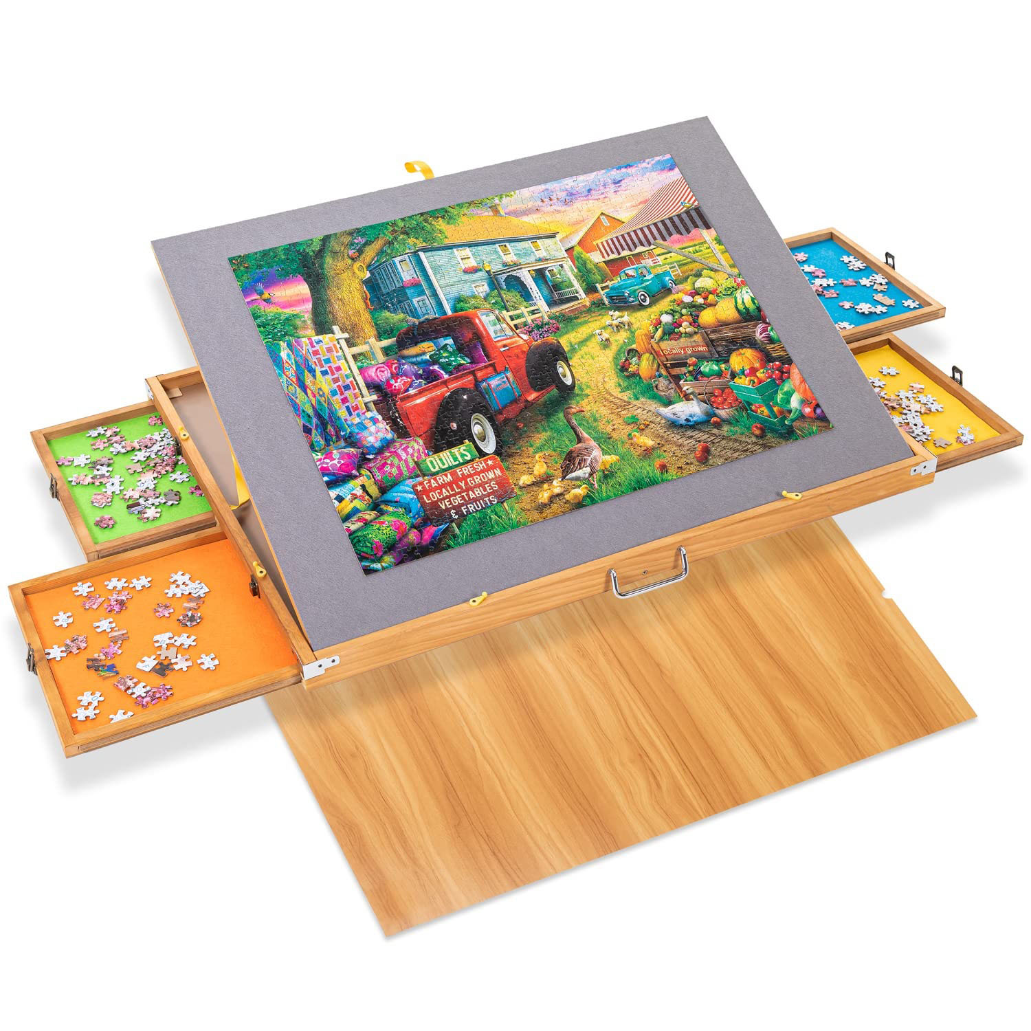 BittPicc 1500 Pcs Puzzle Table with Colorful Drawers Portable Tilting