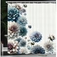 thumbnail image 3 of Ambesonne Blue Shower Curtain, Dahlia Flowers Garden Bloom, 69"Wx84"L, White Lavender Blue Beige, 3 of 4