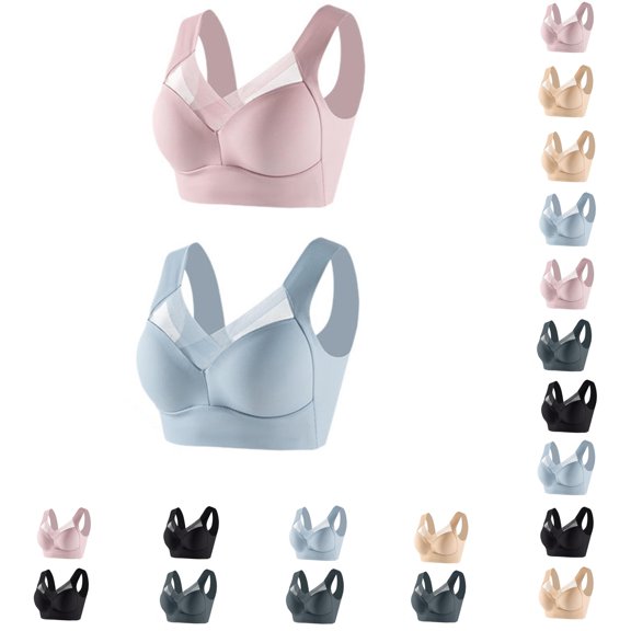 Vrotazzy 2pc Women's Strapless Lace Tank Top Underwear Thin Side Fold Bust Gather Adjustable Bra Large 2PCS