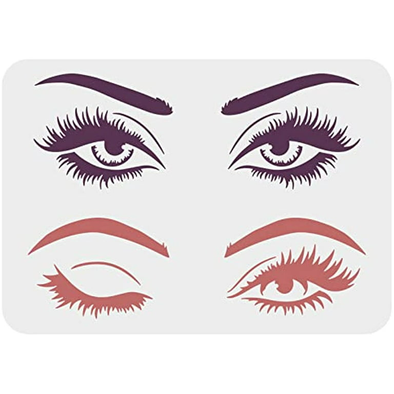 Eye Stencils for Painting Large Beautiful Eyes Stencils Two Pairs of Eyes  and Eyebrows Reusable Women Eye Pattern Drawing Stencil DIY Art Decor 