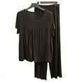 thumbnail image 2 of Homgro Women's Soft Plus Size Pajama Set Cotton Short Sleeve Pant Pj Set Fall Lightweight Summer Spring Lounge Set Black 4X-Large, 2 of 4