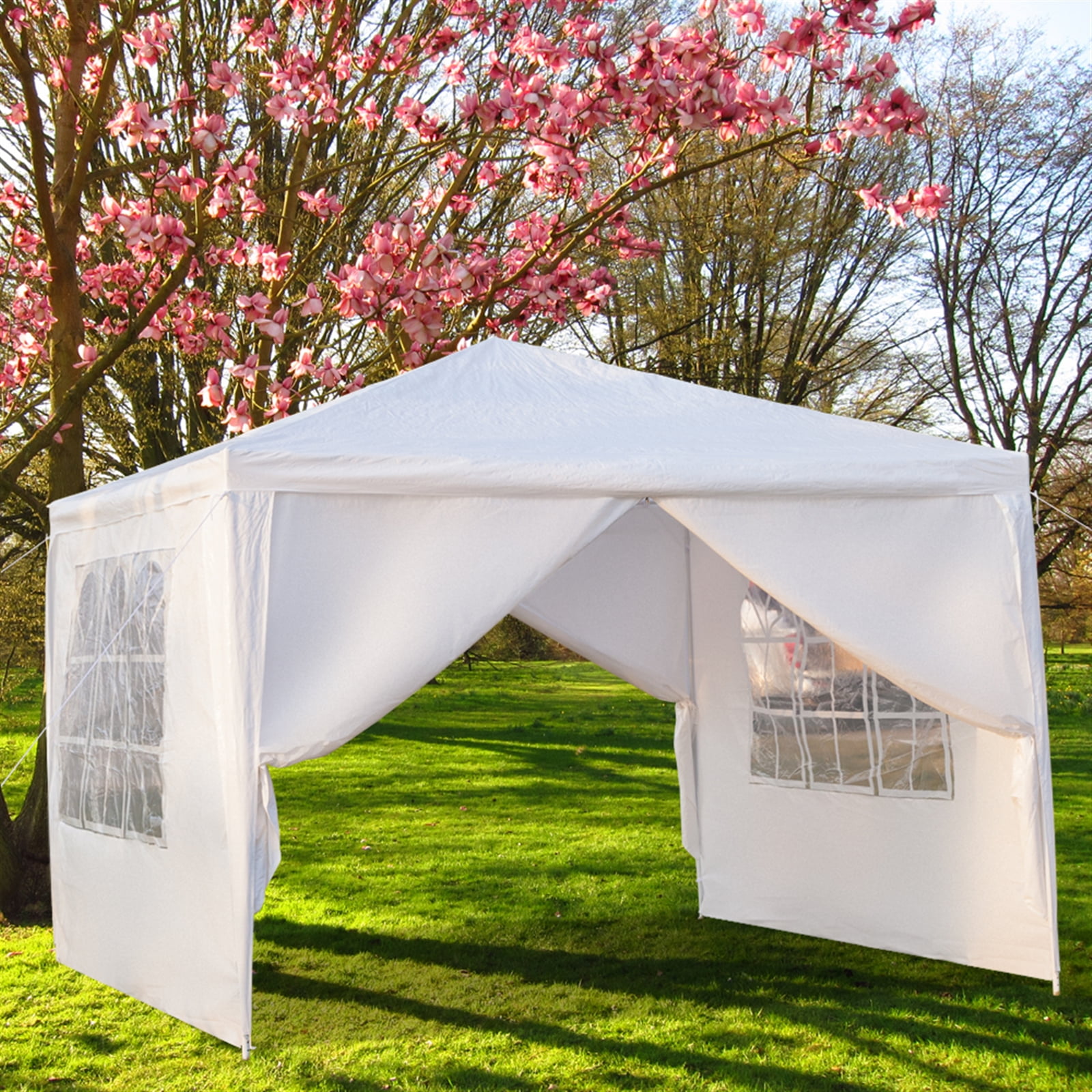 DECMAY 3 x 3m Four Sides Portable Home Use Waterproof Tent with Spiral Tubes White