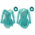 thumbnail image 1 of Yanarno Robe de Patinage Artistique à Sequins pour Filles, Robe de Danse Lyrique en Maille, Jupe de Gym, Vert Menthe 8, 1 of 7
