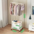 thumbnail image 2 of yeacher Portable Multi-Functional Rolling Clothes Rack with Laundry Basket, Space-Saving Single Pole Design for Bedroom, White, 2 of 6