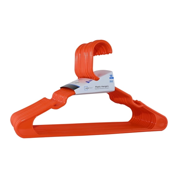 Mainstays Collegiate Clothing Hangers for Everyday Use, Bright Orange, 18 Count