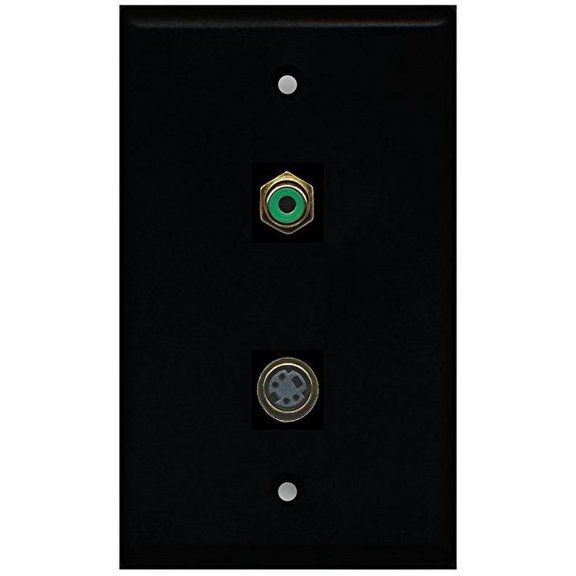 RiteAV - Black 1 Port RCA Green 1 Port S-Video Wall Plate