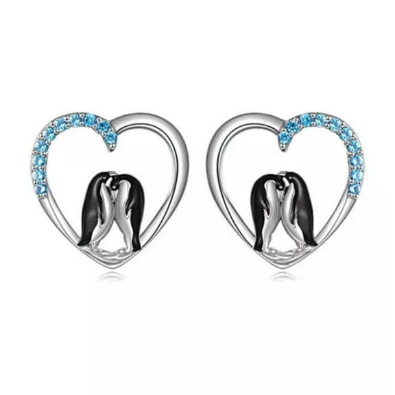 Cute Penguin 925 Silver Stud Earring Cubic Zircon Women Party Jewelry A Pair